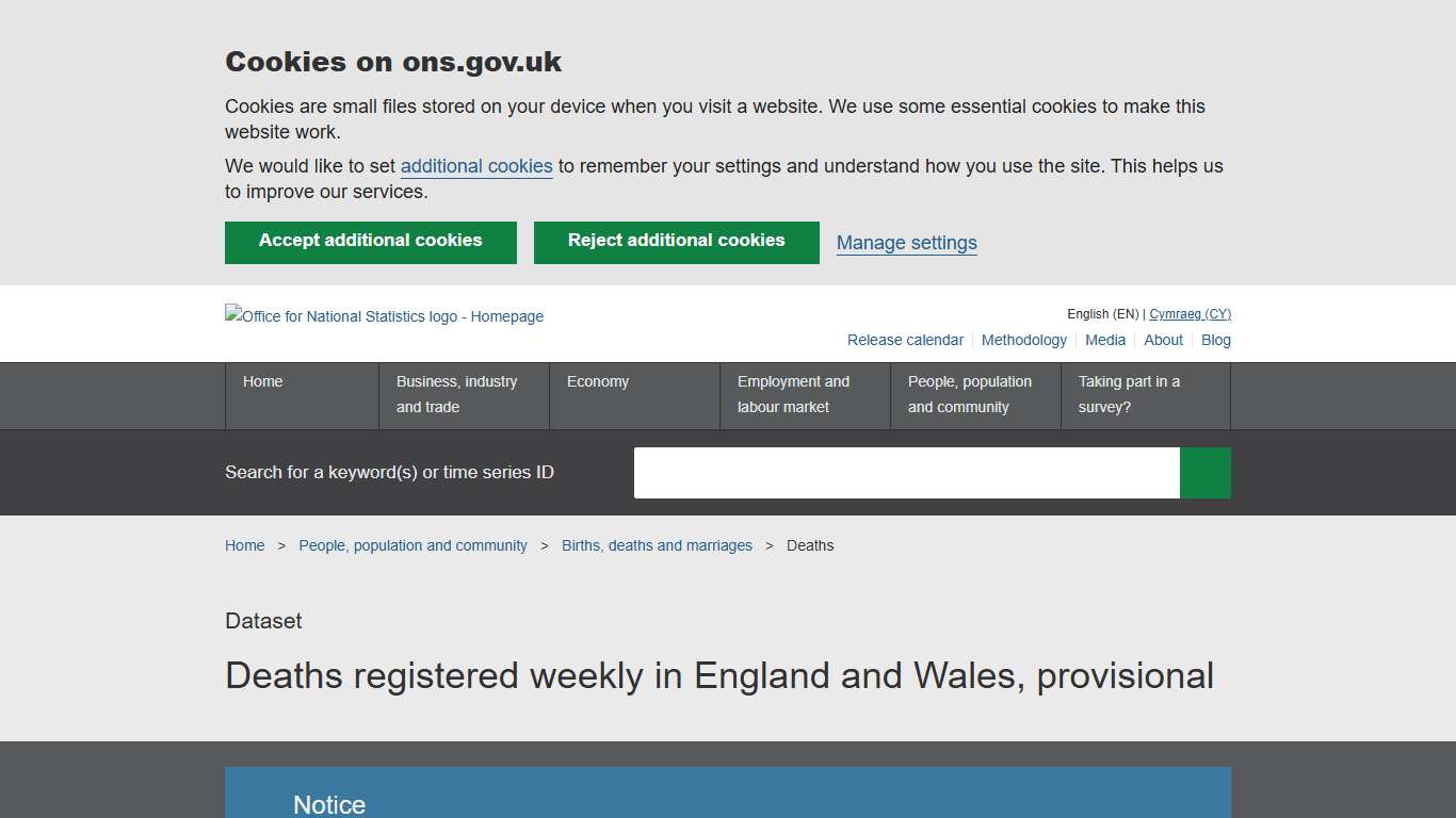 Deaths registered weekly in England and Wales, provisional - Office for National Statistics
