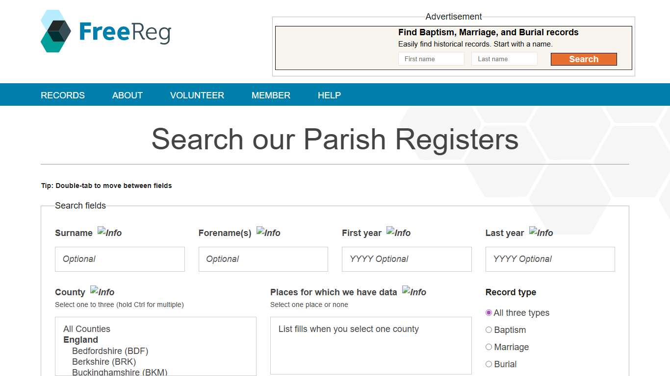 Search Query FreeREG
